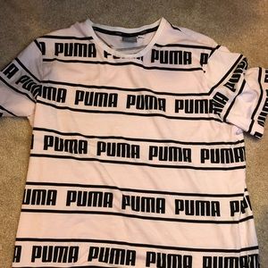 White Puma Striped T Shirt